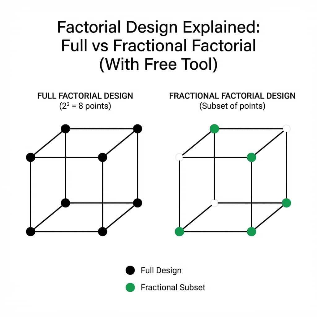 Factorial Design Explained: Full vs Fractional Factorial (With Free Tool)
