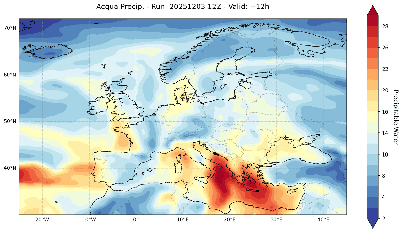 Map of precipitable water