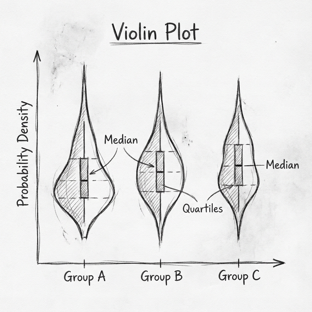 Box Plot vs Violin Plot vs Bar Chart comparison